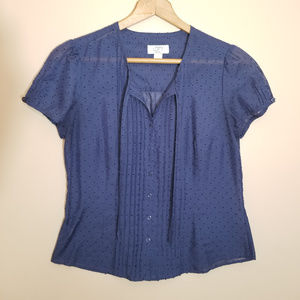 ⭐ LOFT Blue Button Down Blouse 6 Petite